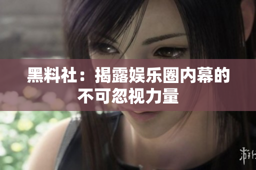 黑料社：揭露娱乐圈内幕的不可忽视力量