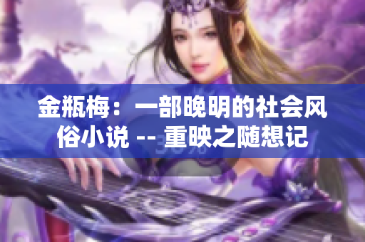 金瓶梅：一部晚明的社会风俗小说 -- 重映之随想记