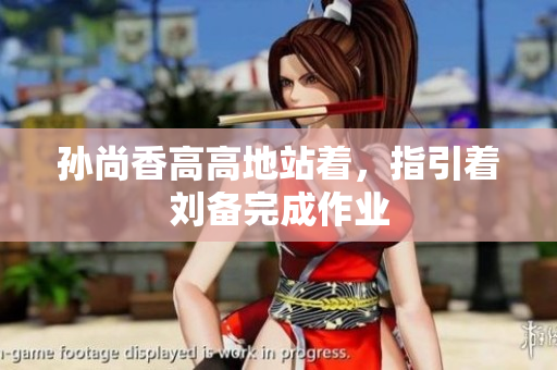 孙尚香高高地站着，指引着刘备完成作业