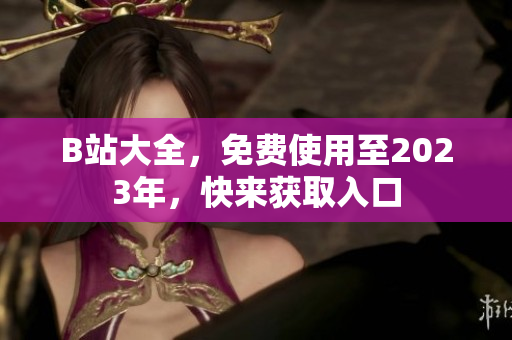 B站大全，免费使用至2023年，快来获取入口