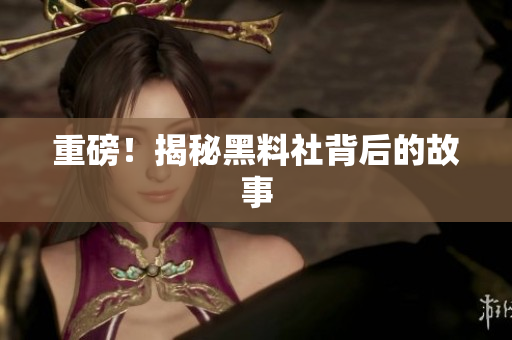 重磅！揭秘黑料社背后的故事