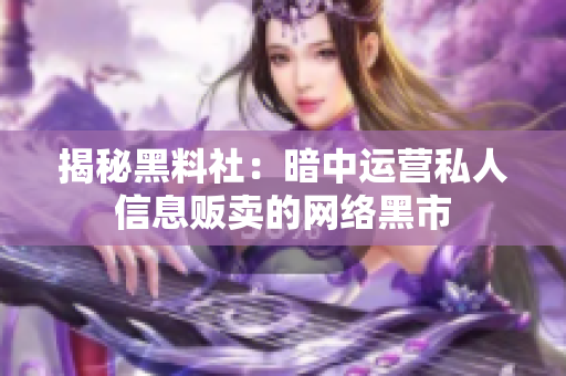 揭秘黑料社：暗中运营私人信息贩卖的网络黑市