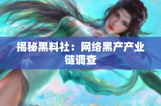 揭秘黑料社：网络黑产产业链调查