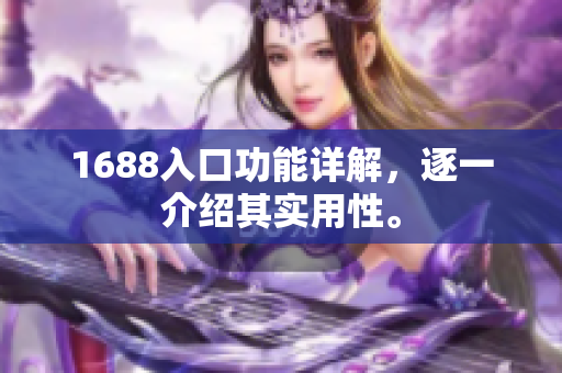 1688入口功能详解，逐一介绍其实用性。