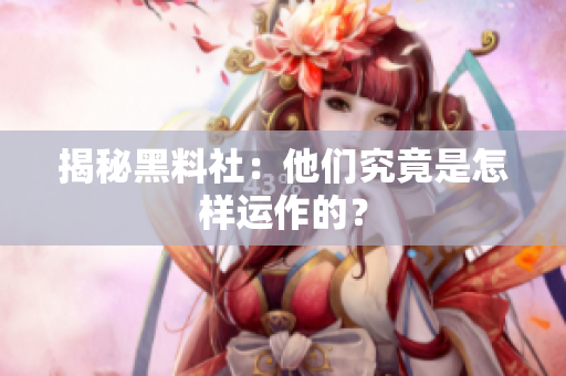 揭秘黑料社：他们究竟是怎样运作的？