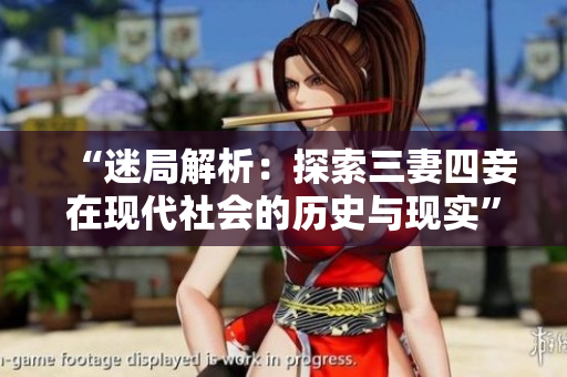 “迷局解析：探索三妻四妾在现代社会的历史与现实”